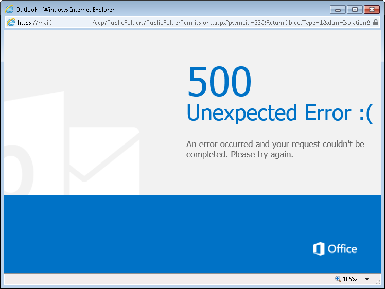 http 500 error when accessing owa